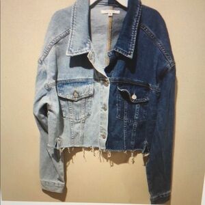 ❤️ PACSUN TWO-TONED CROPPED JEAN JACKET, M/L (MEDIUM/ LARGE)